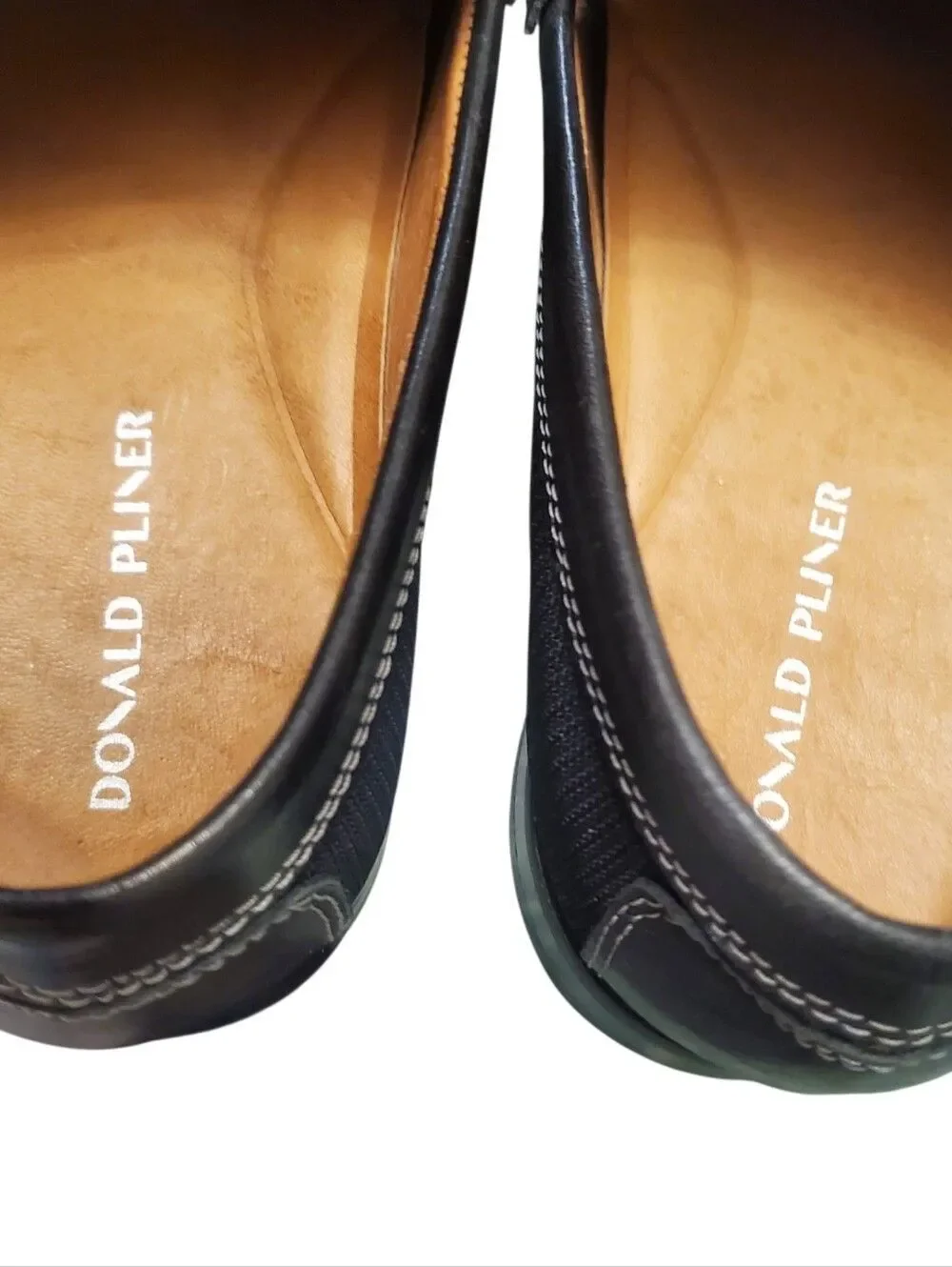 Donald Pliner Donnie Black Leather & Nylon Moc Toe Slip-On Loafers Men's Size 11